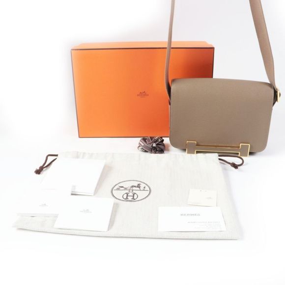 Hermes Geta Etoupe Gold Hardware Shoulder Bag Engraved B With Box And Storage - Picture 2 of 16